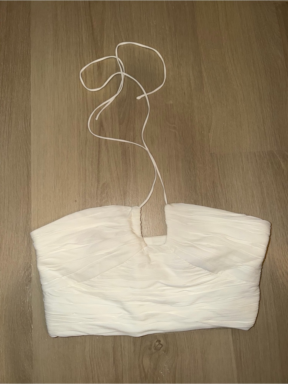 Zara White Ruched Halter Bandeau Top